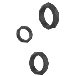 Hidden Desire Lot de 3 Cockrings Silicone Heavy C-Ring Noirs